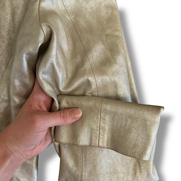Isabella DeMarco Metallic Silver Genuine Leather Blazer Jacket Size M - Picture 6 of 10